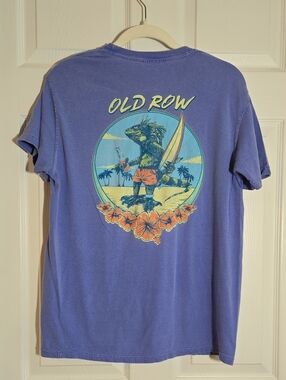 Comfort Colors Purple Blue Surf Iguana Graphic Tee Size Medium P2P 20.5"